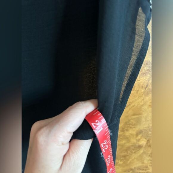 Black sheer top with silver adorned accents - Picture 4 of 6